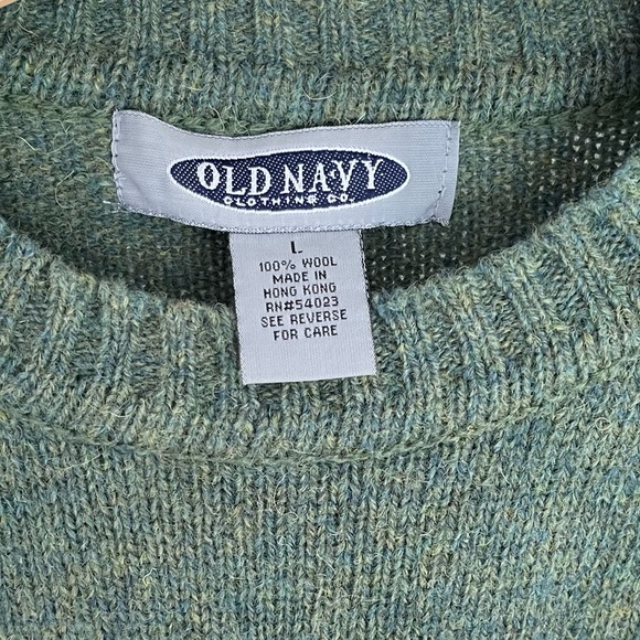 VTG Old Navy Wool Knit Forest Green Sweater, Size L - Picture 6 of 9